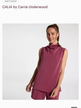 CALIA by Carrie Underwood Sleeveless Cowl Neck Sweater - Rosewood Pink